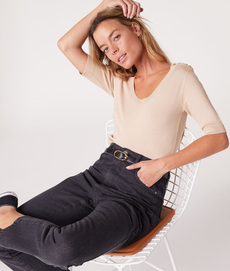 Bild von T-shirt col rond en fines mailles