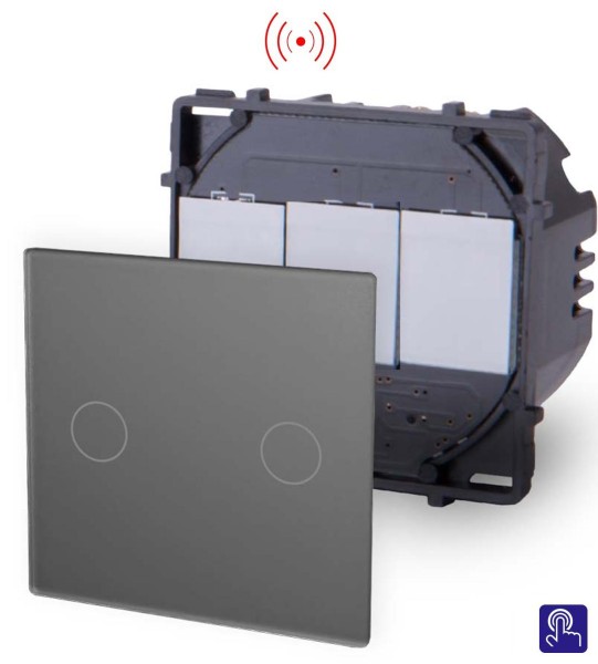 Bild von 2-faches Funk Lichtschalter Modul Touch Grau P-702R-15 POINT