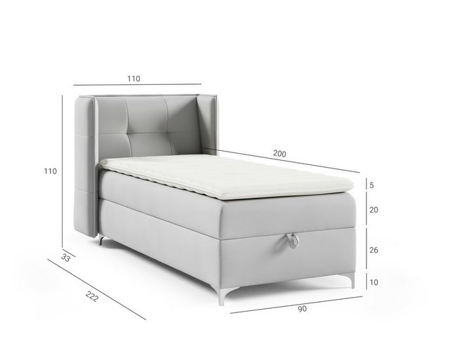 Bild von Fun Möbel Boxbett Bett Schlafzimmerbett GENET in Stoff Matt Velvet (inkl. Kaltschaumtopper), inkl. Bettkasten