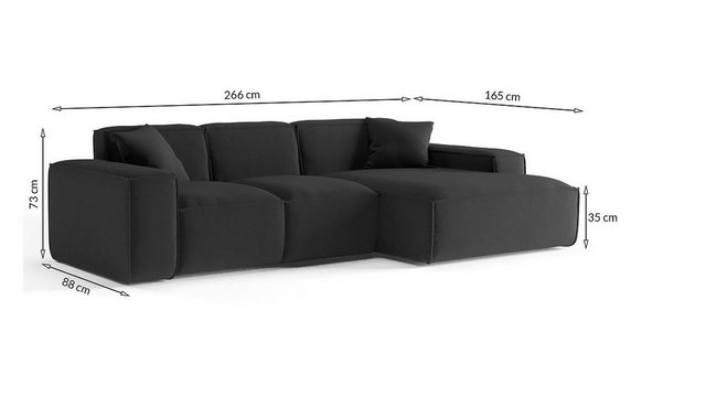 Bild von Fun Möbel Ecksofa Designersofa CESINA Ottomane Rechts oder Links in Stoff, inkl. 2 Zierkissen, Rundumbezug