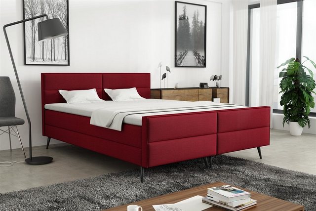 Bild von Fun Möbel Boxbett Schlafzimmerbett GRANADA in Stoff (inkl. Topper), frei im Raum stellbar