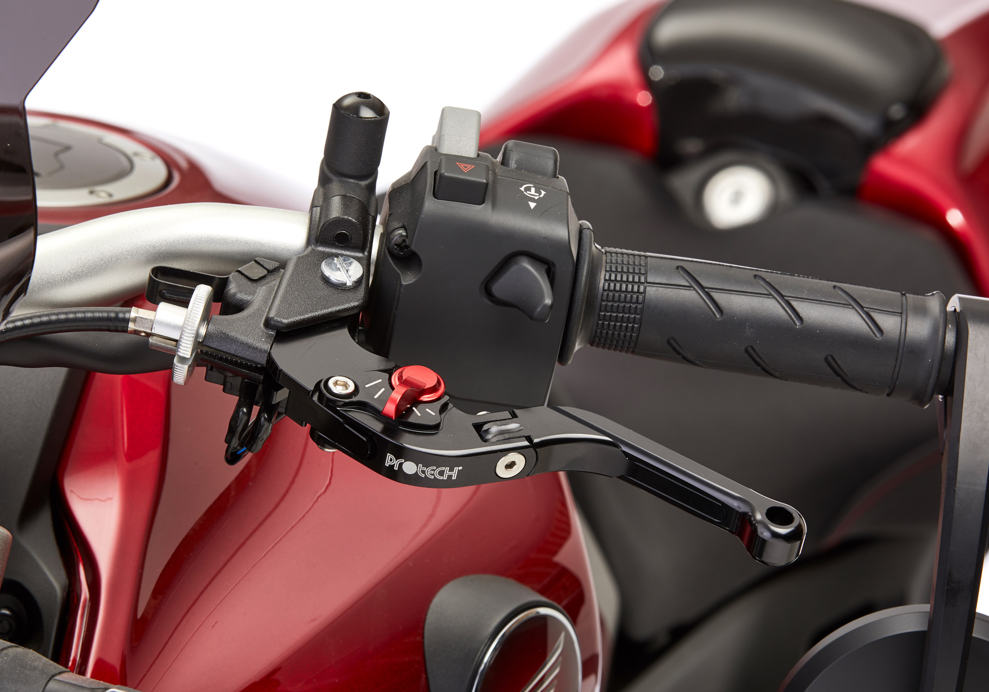 Bild von PROTECH Hebel Kupplungshebel Sport 6061-T6-Aluminium schwarz eloxiert / Versteller rot rot/schwarz, schwarz-rot
