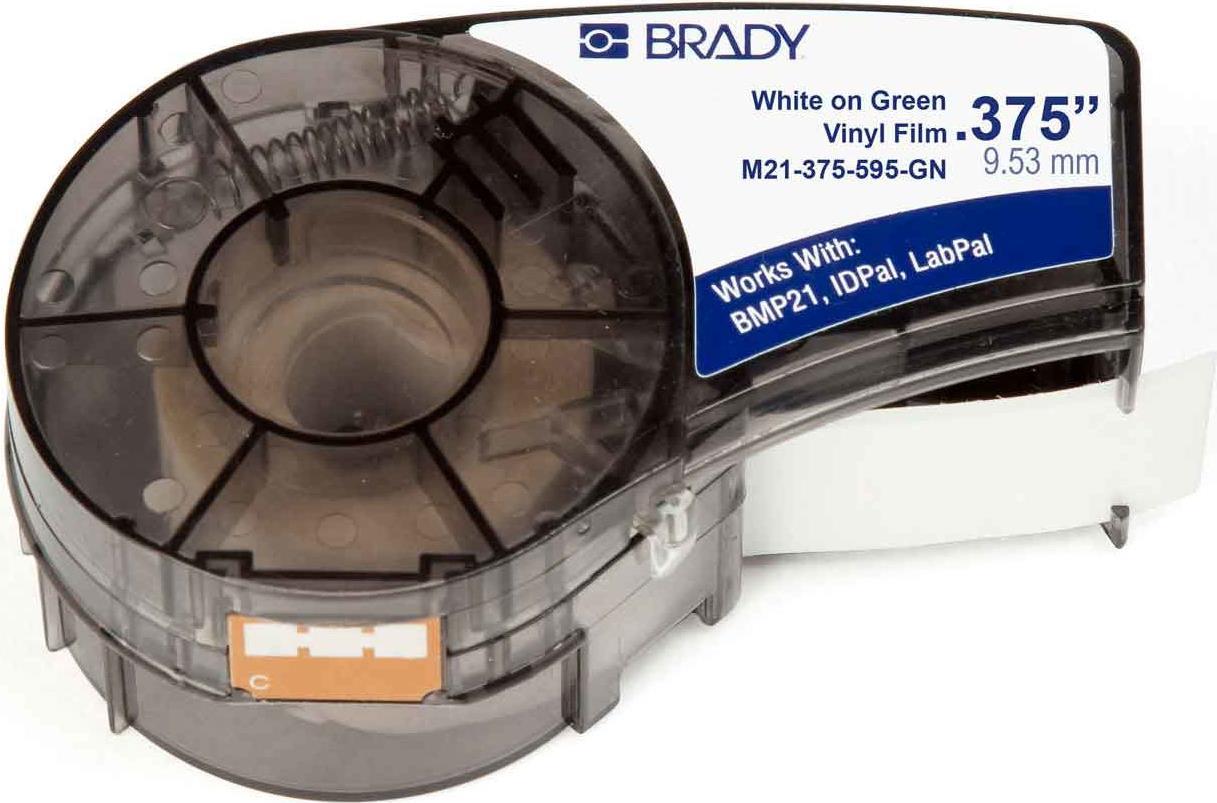 Bild von Brady, Etiketten, M21-375-595-GN-WT, Vinyl, Weiss auf Grün, 9,53mm x 6,4m, permanent, endlos