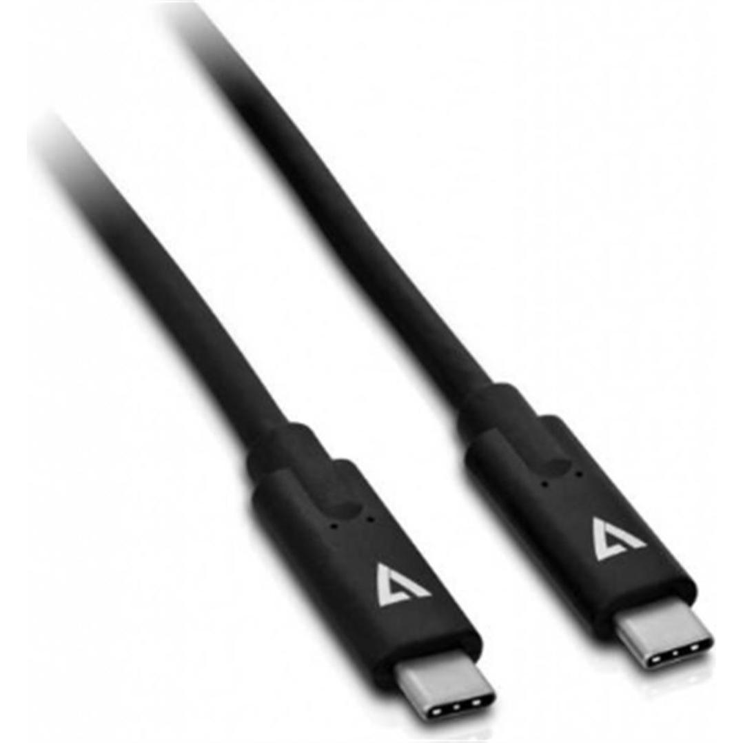 Bild von 1.00m V7 USB2.0 Adapterkabel USB C Stecker auf USB C Stecker Schwarz Polybag