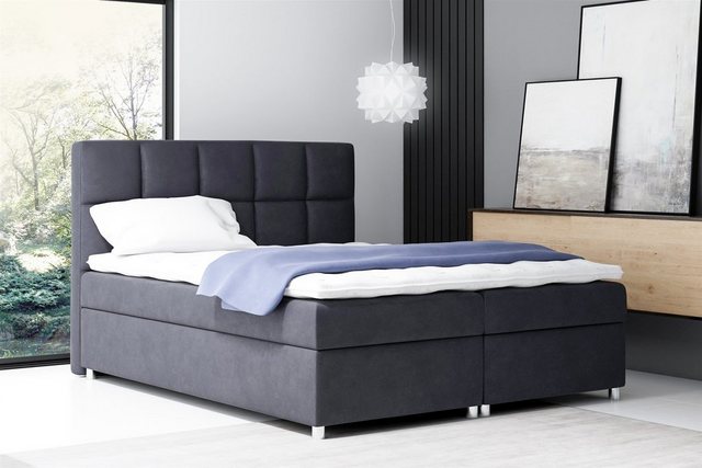 Bild von Fun Möbel Boxbett Schlafzimmerbett CLOE in Stoff oder Kunstleder (inkl. Kaltschaumtopper), inkl. Bettkästen