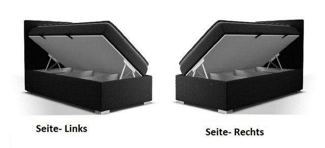 Bild von Fun Möbel Boxbett Schlafzimmerbett VINCENZA 100cm in Kunstleder Schwarz (inkl. Bettkasten, 1-St., inkl. Kaltschaumtopper)