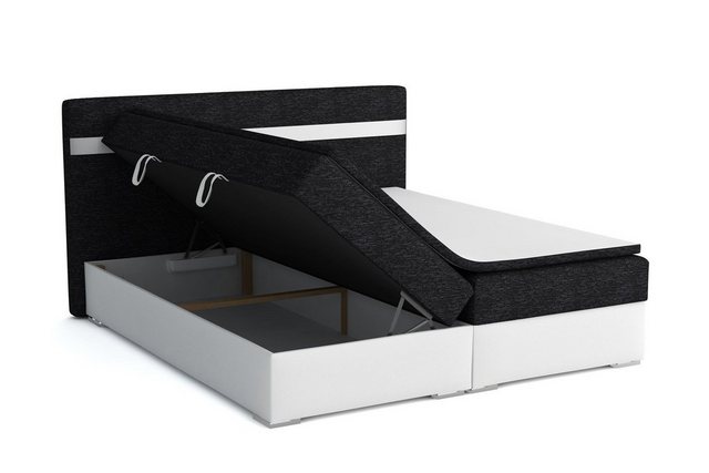 Bild von Fun Möbel Boxbett Schlafzimmerbett DAWID in Stoff/Kunstleder (inkl. Bettkästen, inkl. Kaltschaumtopper), eingebautes Liftsystem für Bettkästen