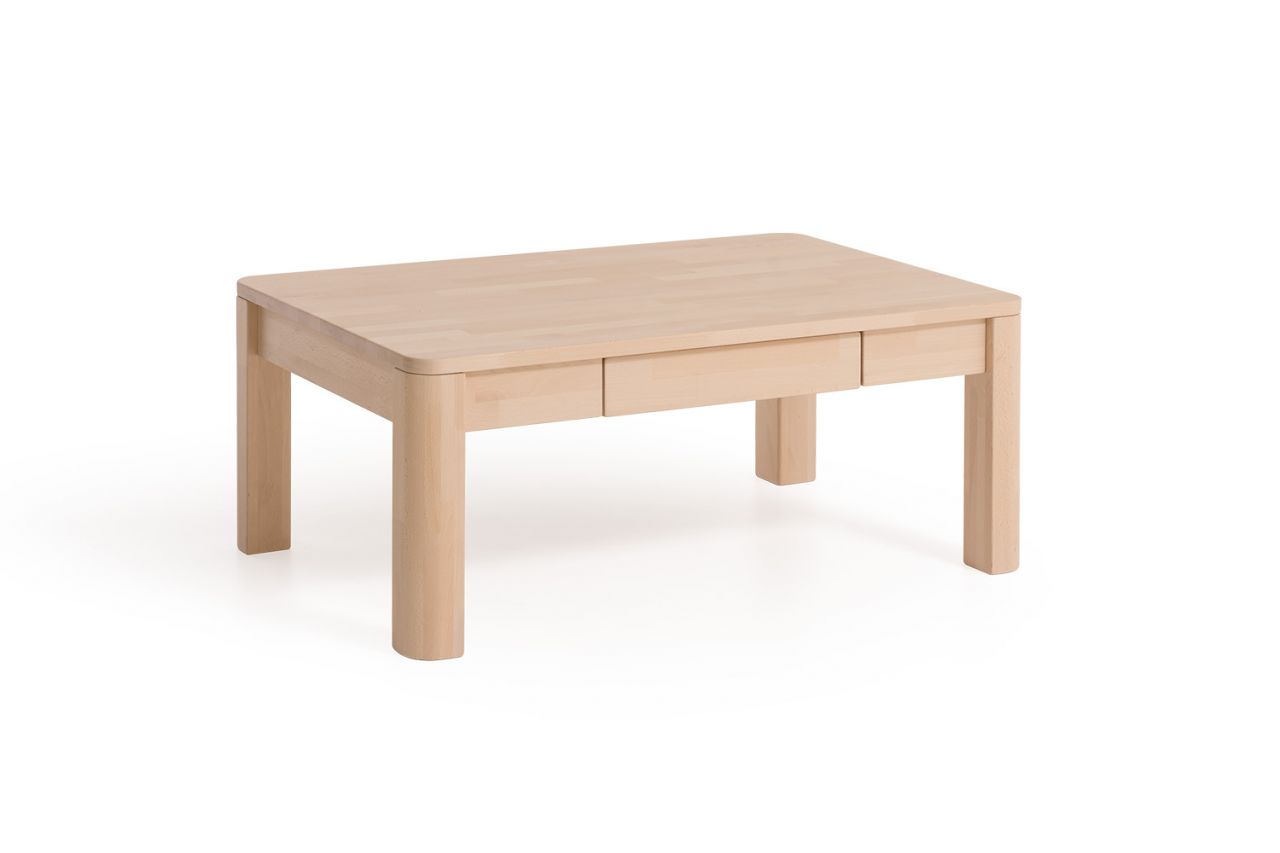 Bild von Couchtisch Tisch mit Schublade BENITO Eiche Massivholz 120x80 cm