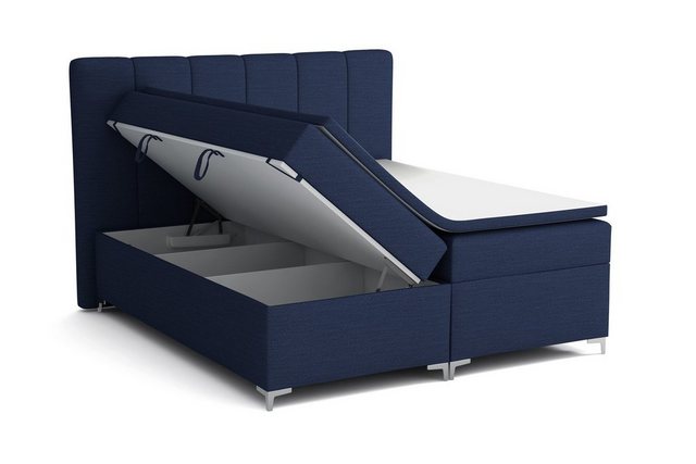 Bild von Fun Möbel Boxspringbett Boxspringbett Schlafzimmerbett ANGEL Stoff inkl.Topper und LED (inkl. Kaltschaumtopper), LED-Beleuchtung