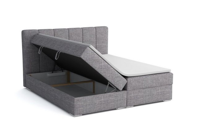 Bild von Fun Möbel Boxspringbett Boxspringbett ALVARA in Kunstleder o. Stoff incl. Bettkästen (inkl. Kaltschaumtopper), eingebautes Liftsystem für Bettkästen