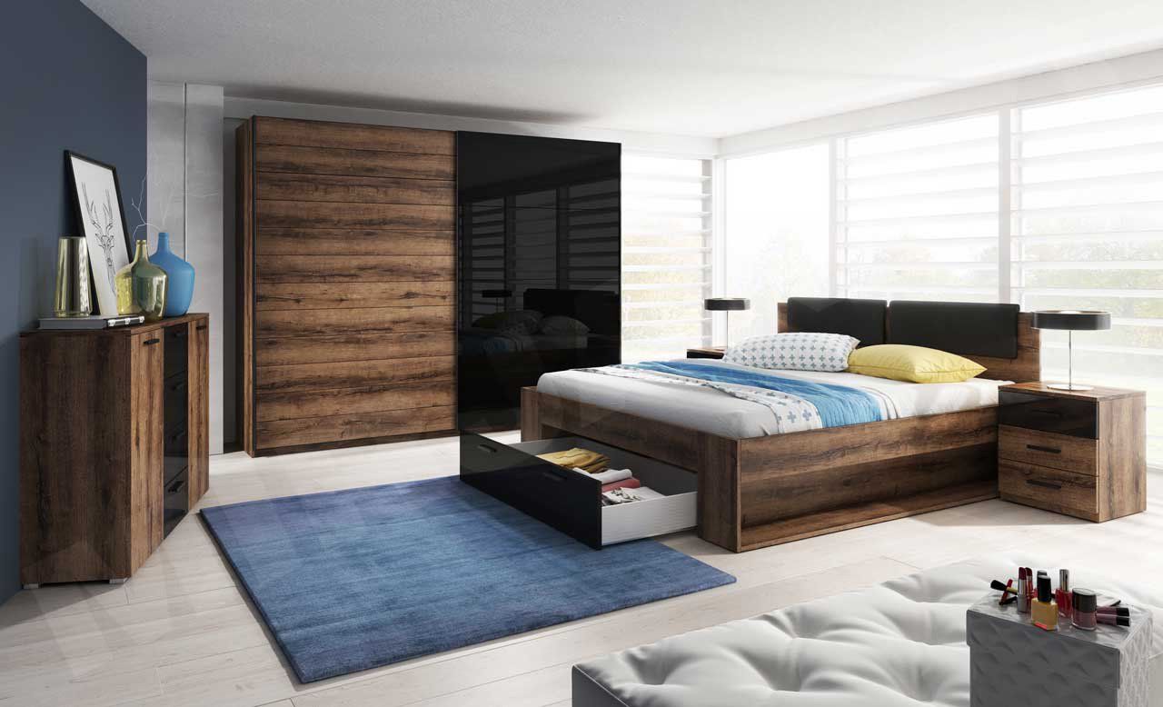 Bild von Schlafzimmer Set 5 tlg DANTOS inkl.Doppelbett 140cm und Schrank 200cm