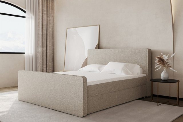 Bild von Fun Möbel Boxbett Schlafzimmerbett CELES Überlänge in Stoff Ascot (inkl. Kaltschaumtopper und Bettkästen), auch in Standardlänge erhältlich