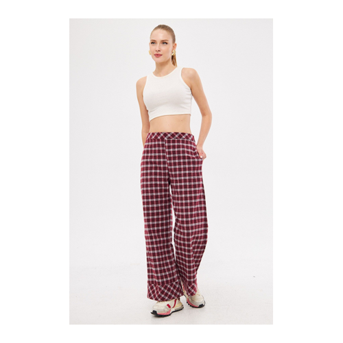 Bild von Armonika Burgunderrot-weiße Palazzo-Hose mit Taschendetail für Damen