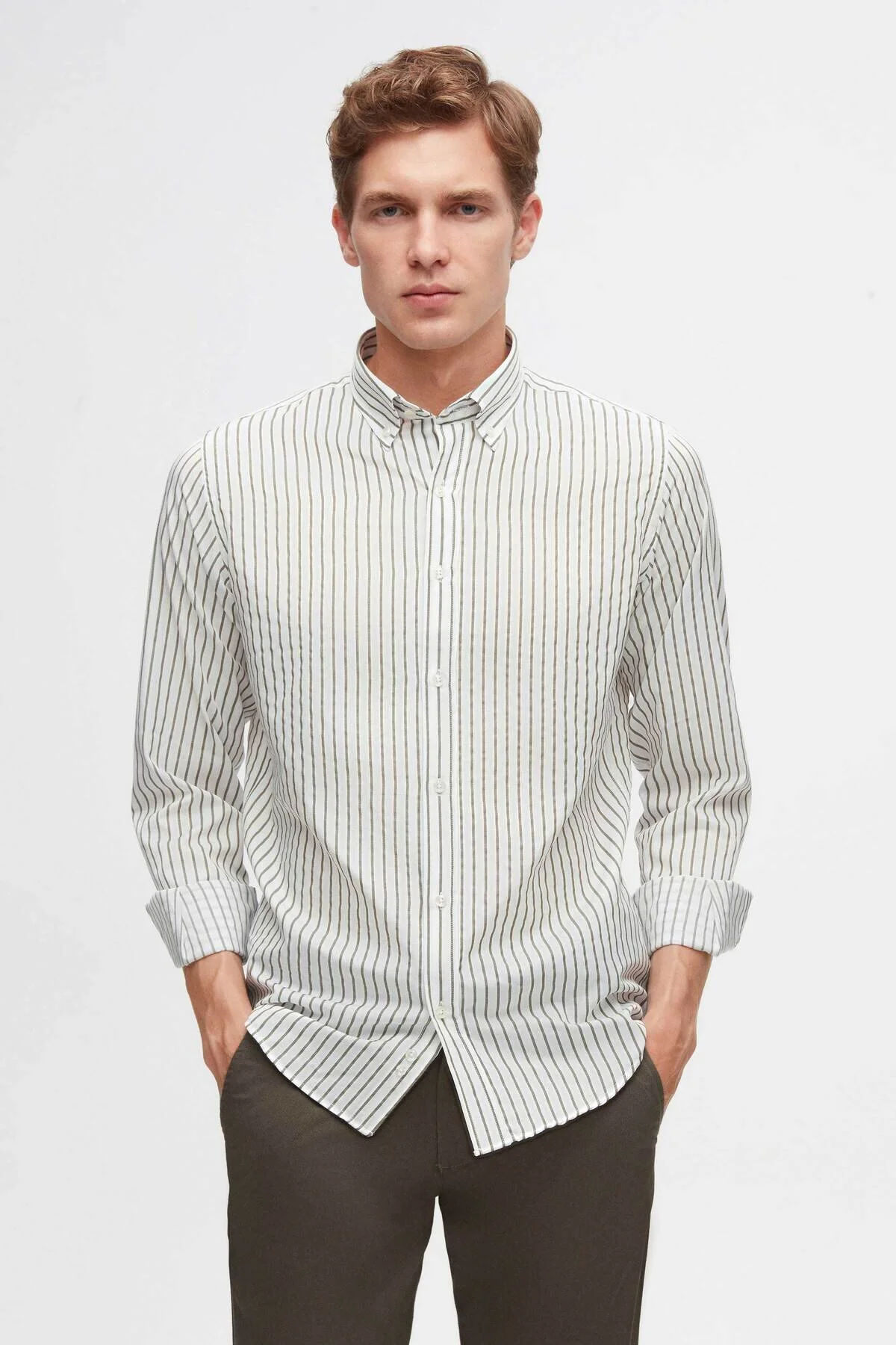 Bild von D'S Damat Hemd Grün Slim Fit für Herren - S