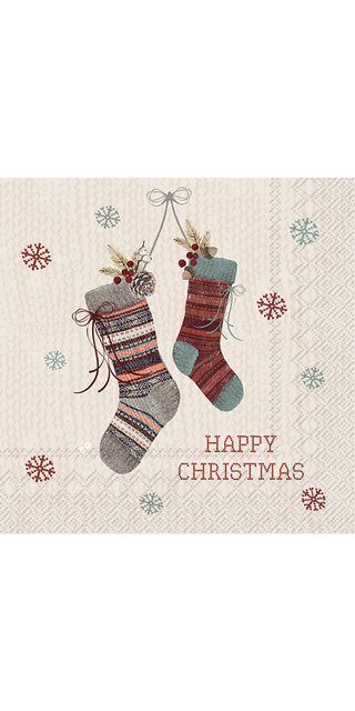 Bild von IHR Papierserviette Happy Christmas Socks, (20 St), 33 cm x 33 cm