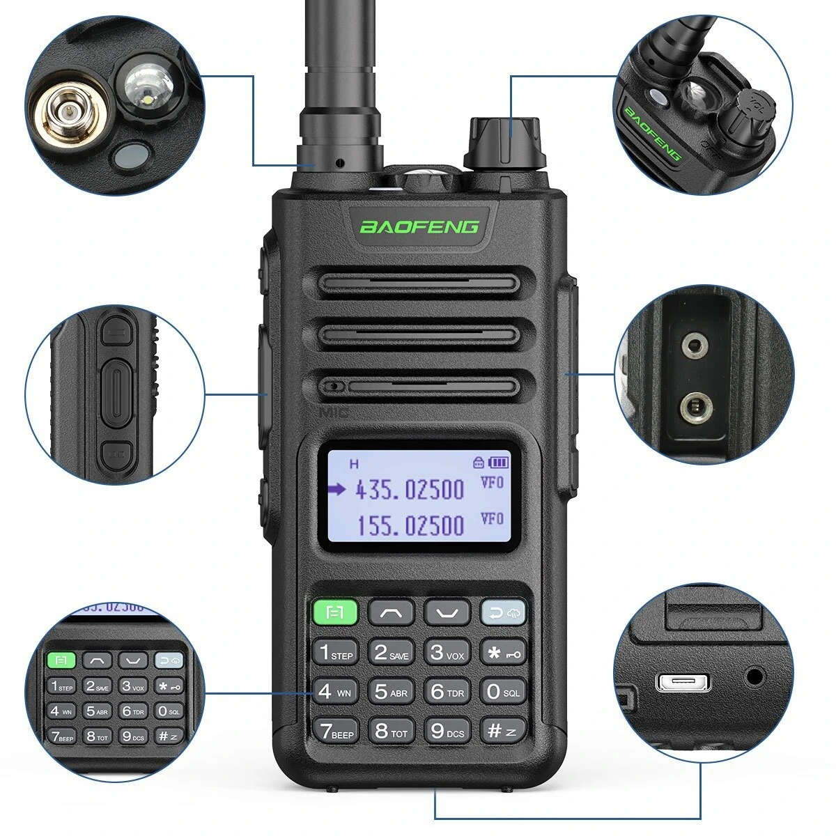 Bild von BaoFeng UV-13 PRO V2 Powerful Dual Band Walkie Talkie Type-C Charger 16KM Long Range UV13 Pro Transceiver Ham Two Way Ra