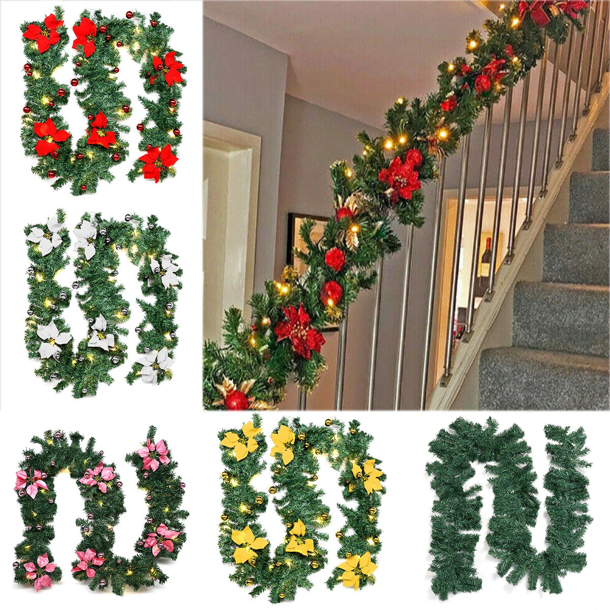 Bild von 2.7m Christmas Tree Wreath Door Hanging Garland Window Ornament Xmas Party Decor Christmas Decorations Clearance Christm