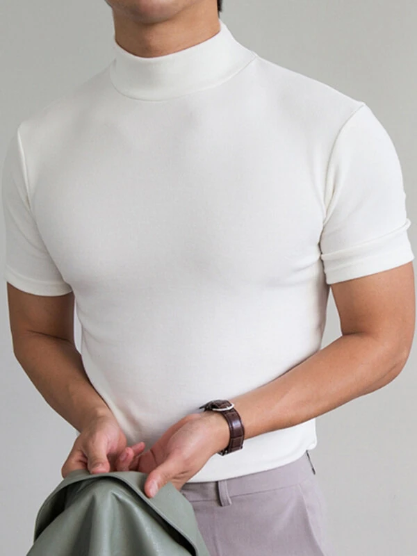 Bild von INCERUN Mens T-shirts High Neck Slim Fit Muscle Workout Summer Casual T-shirt
