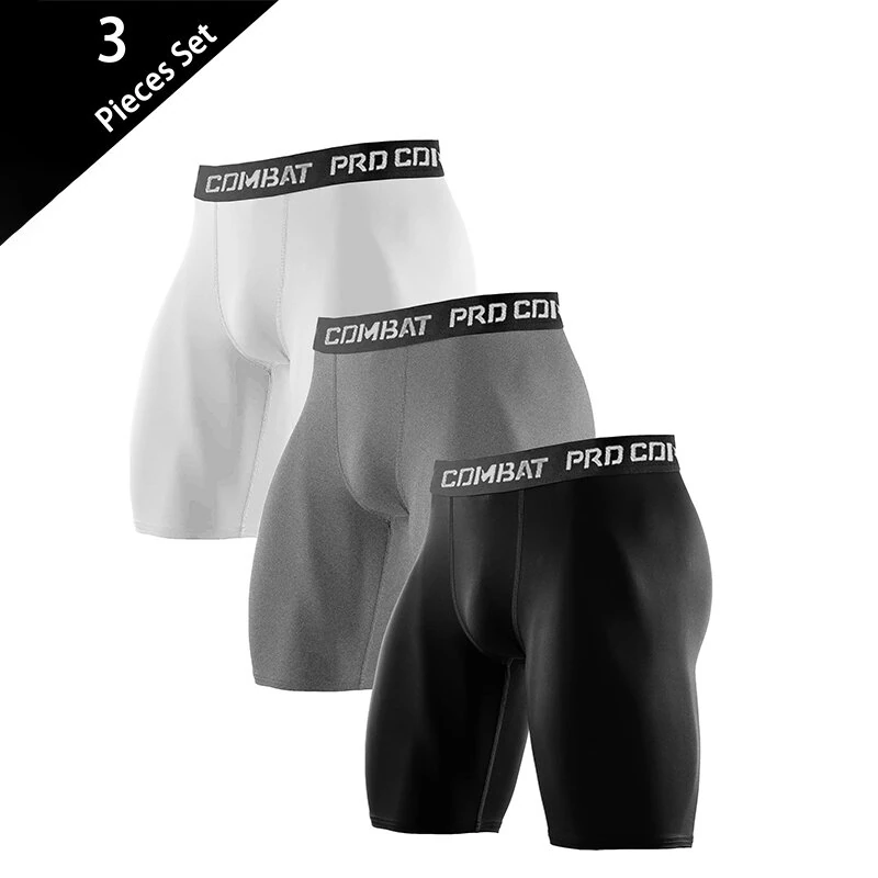 Bild von 3 Pack Running Shorts Gym Workout Athletic Training Compression Underwear Cool Quick Dry Men's Underwear Long Leg Boxer