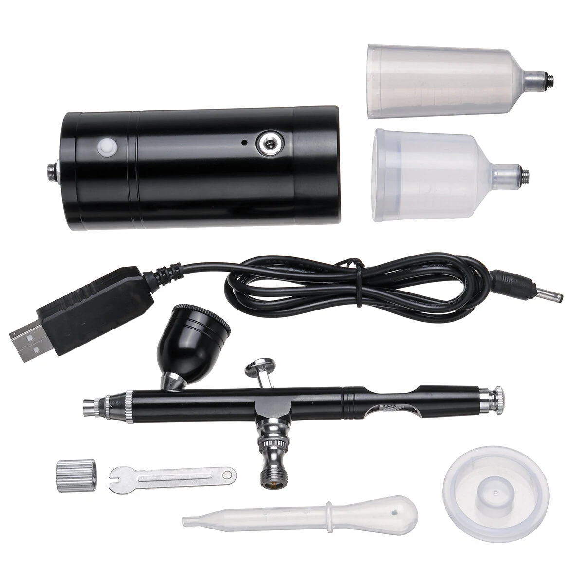 Bild von Black Portable Rechargeable Mini Electric Small Airbrush Air Pump Set Marker Pen Atmospheric Pressure Model Spray Paint