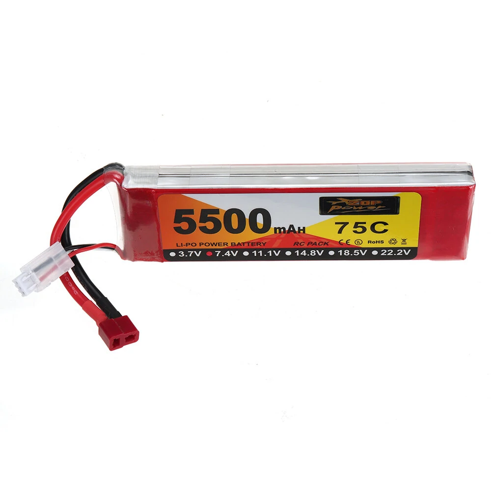 Bild von ZOP Power 7.4V 5500mAh 75C 2S LiPo Battery T Deans Plug for RC Car