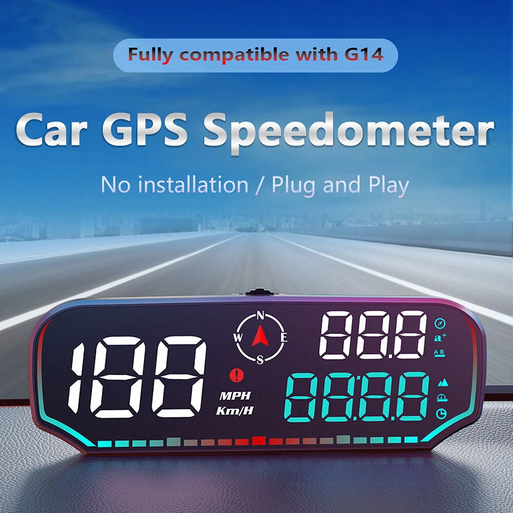 Bild von G14 Car HUD Head-up Display Car Universal Beidou GPS Altitude Date Speedometer HD Display Screen Overspeed Alarm Fatigue