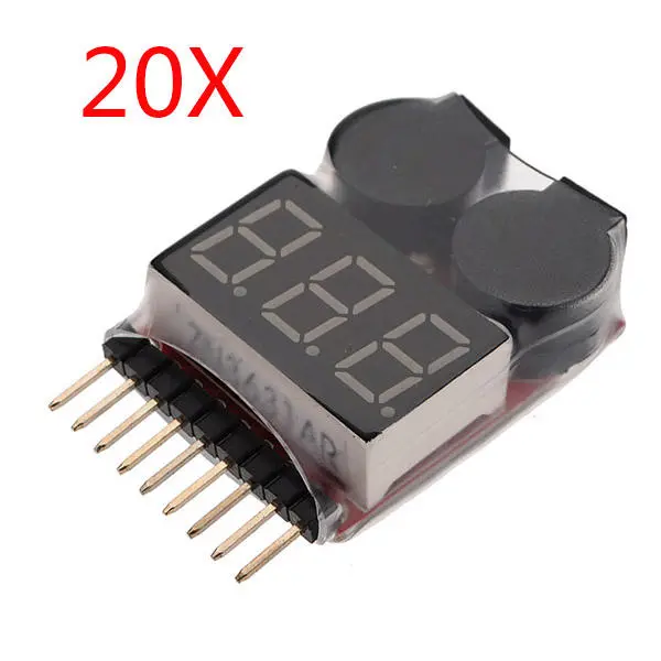 Bild von 20 x 2 in 1 Lipo Battery Low Voltage Tester 1S-8S Buzzer Alarm