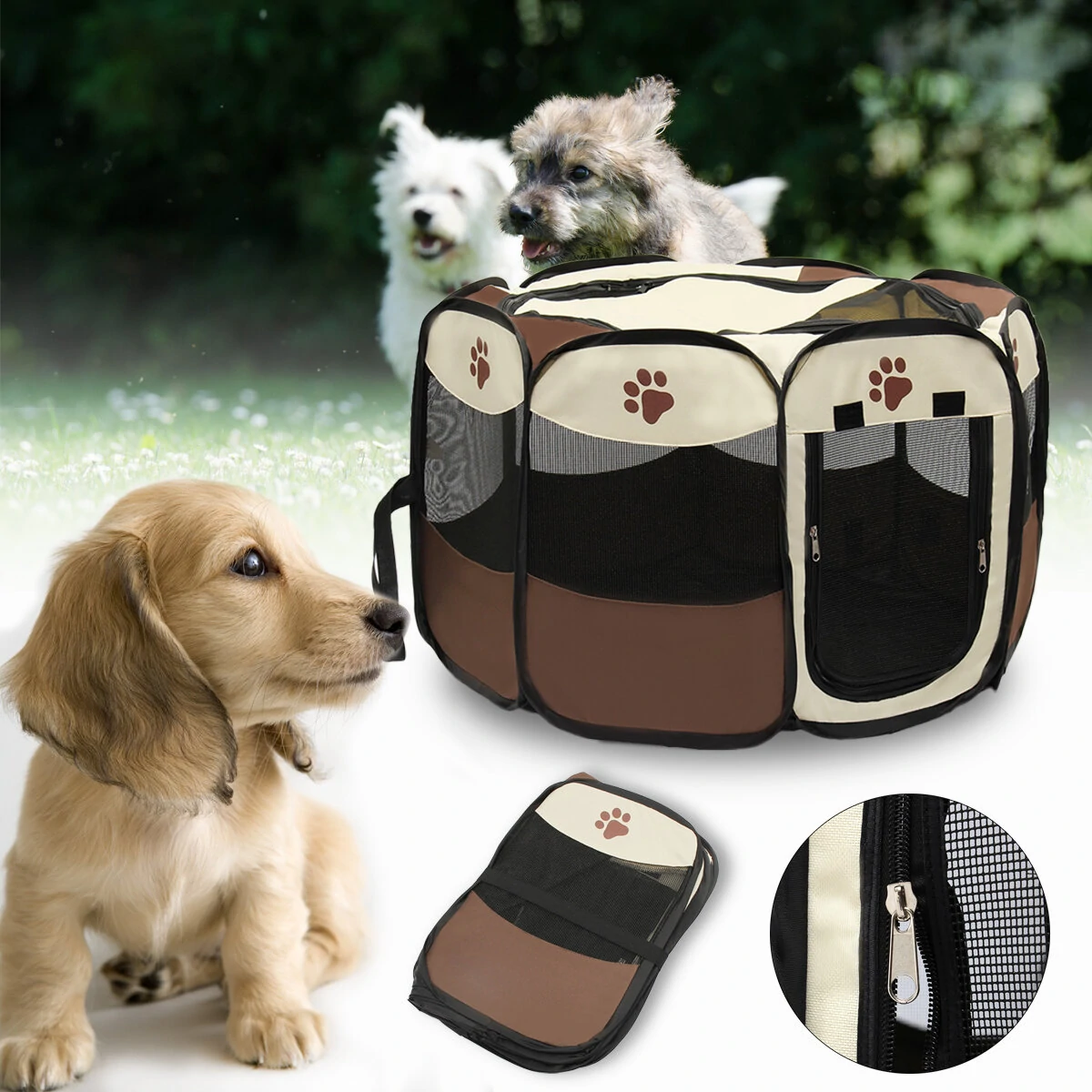 Bild von OxGord 45cm Pet Dog Cat Playpen Tent Portable Exercise Fence Kennel Cage Crate