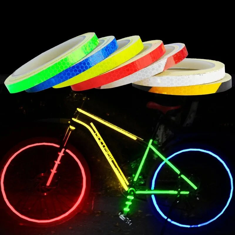 Bild von 1cm*8m Bike Wheels Reflective Stickers Fluorescent Reflect Strip Adhesive Tape for MTB Bicycle-Yellow Style