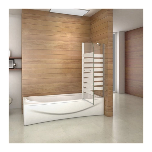 Bild von Duschspa Badewannenaufsatz Drehwand mit Querstreifen und NANO Glas