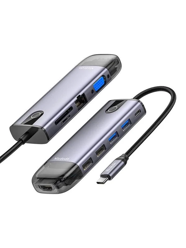 Bild von Mcdodo HU-7420 10-in-1 USB-C Hub (USB-C, HDMI, VGA, USB3.0*2, USB3.0*2, SD, TF) (USB-C, 6 Ports), Dockingstation + USB Hub