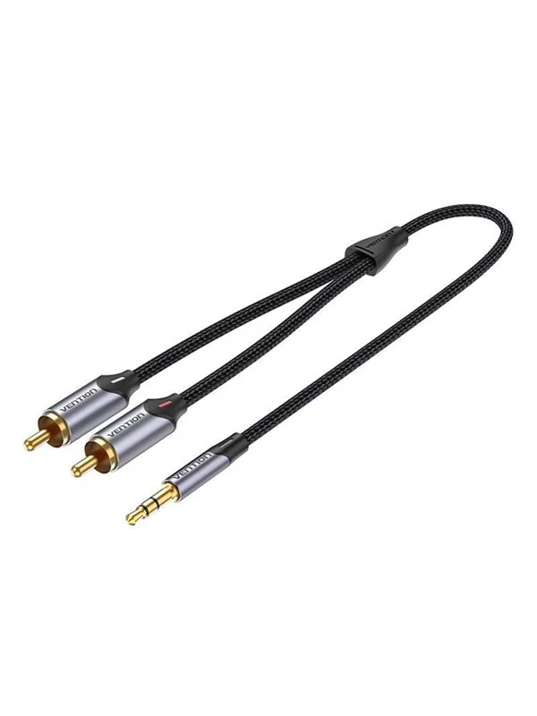 Bild von Vention 2xRCA cable (Cinch) jack to 3.5mm BCNBD 0.5m (grey) (0.50 m), Audio Kabel
