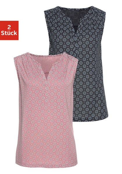 Bild von LASCANA Shirttop, (2er-Pack), mit kleiner Schulterraffung