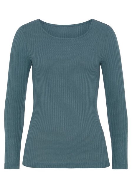 Bild von LASCANA Langarmshirt in modischer Piqué-Optik aus pflegeleichter Qualität mit Viskose
