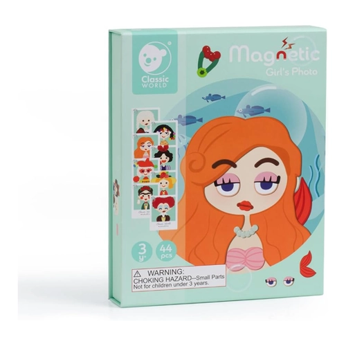 Bild von Classic World Magnetspiel Mädchen Lernspiel 44 Teile Konstruktions-Spielset, Classic World Magnetic Case Faces, Classic World Magnetspiel Mädchen | Puzzlespiel mit 44 Teilen | magnetische Bausteine | für Mädchen ab 3 Jahre | Magnettafel Kinder | Magnetspiel ab 2 | Magnetpuzzle