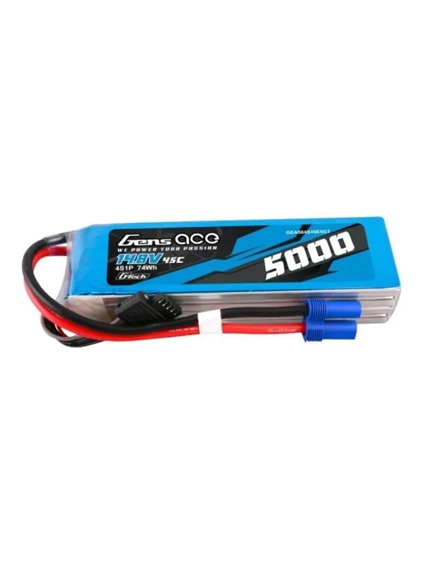 Bild von Gens Ace G-Tech 5000mAh 14.8V 45C 4S1P Heli Lipo Battery with EC5 Plug (14.80 V, 5000 mAh)
