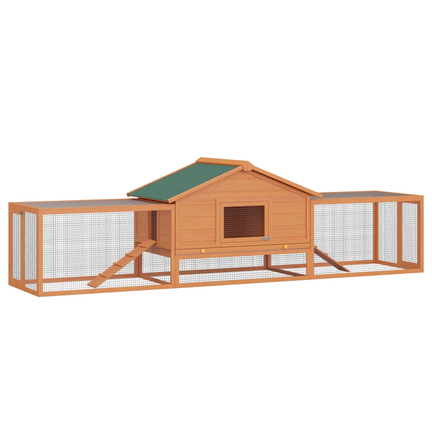 Bild von PawHut Kleintierstall mit 2 Freigehegen und 2 Rampen 309 x 79 x 86 cm
