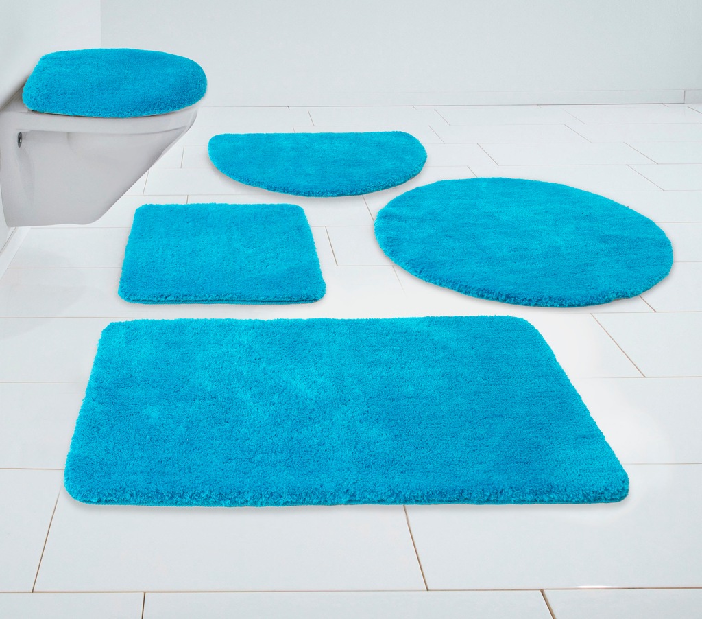 Bild von my home Badematte Madrid, Höhe 20 mm, rutschhemmend beschichtet, fußbodenheizungsgeeignet, schnell trocknend, strapazierfähig, Polyester, rund, weiche Haptik, Badteppich, Badematten auch als 3 teiliges Set & rund
