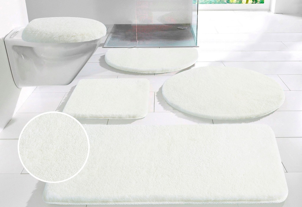 Bild von my home Badematte Merida, Höhe 32 mm, rutschhemmend beschichtet, fußbodenheizungsgeeignet, schnell trocknend, strapazierfähig, Kunstfaser, rechteckig, Badteppich, Uni Farben, rechteckig, rund & als 2-tlg. Set erhältlich