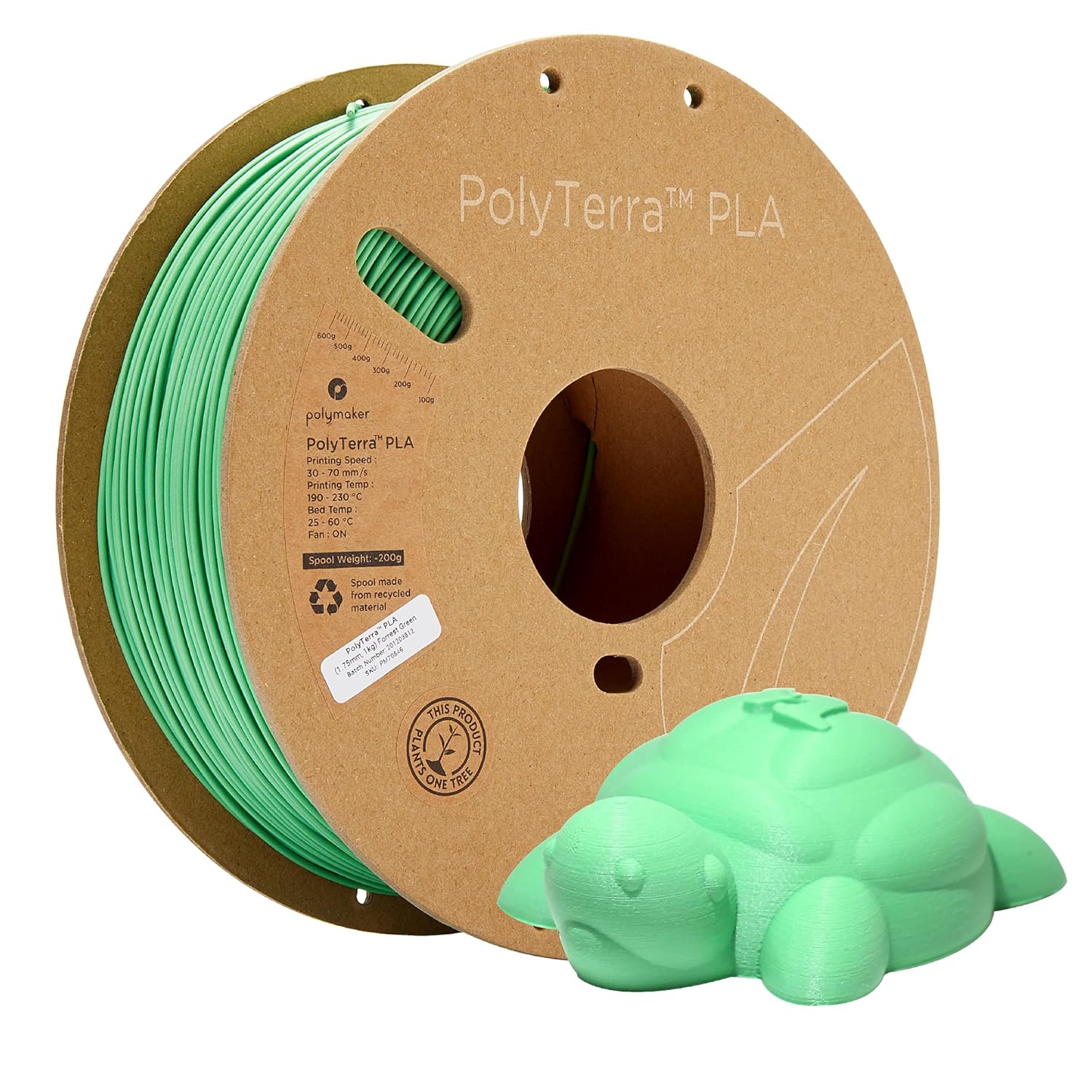 Bild von Polymaker 70846 PolyTerra PLA Filament PLA geringerer Kunststoffgehalt 1.75mm 1000g Grün (matt) 1St.