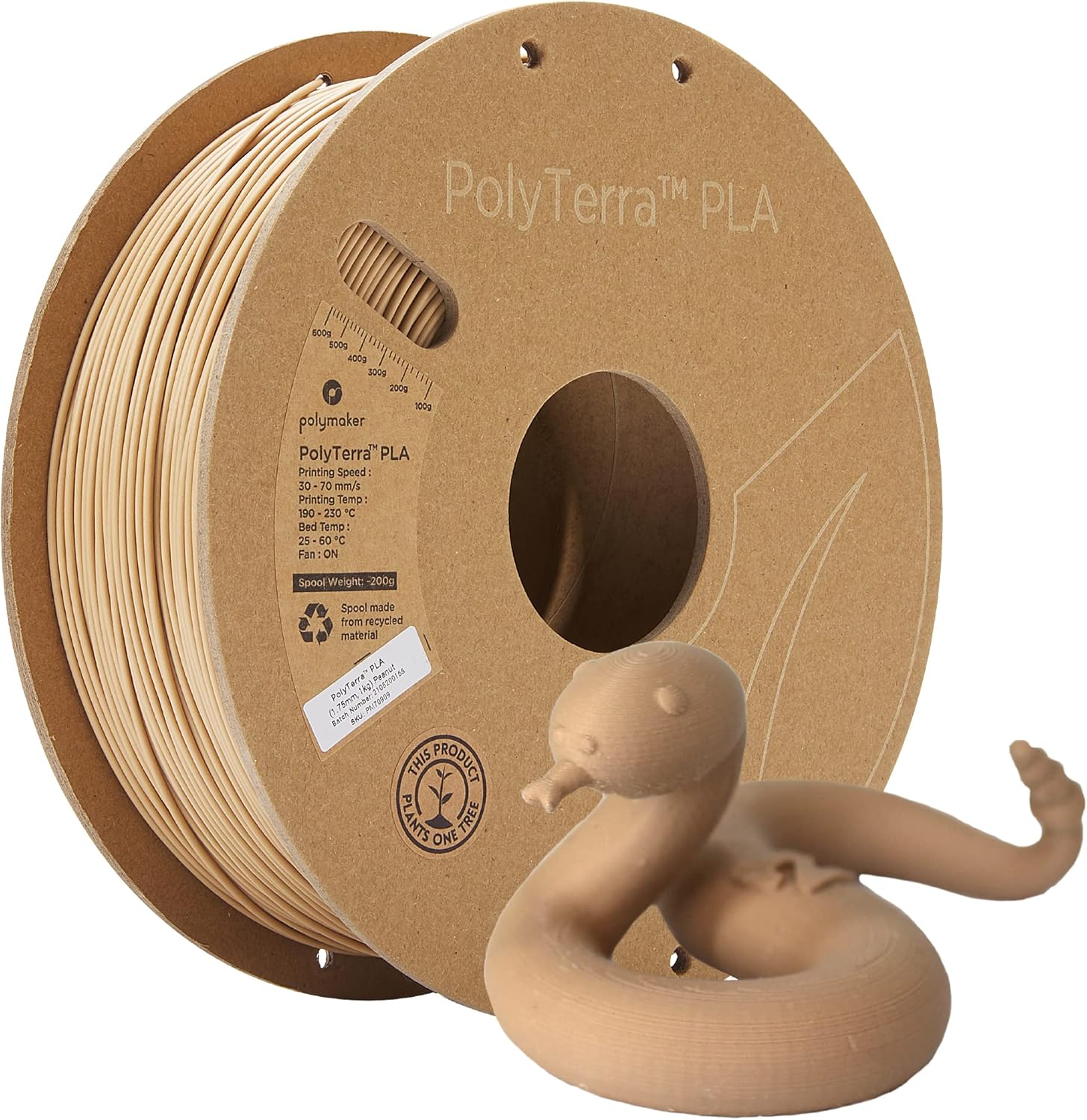 Bild von Polymaker 70942 PolyTerra Filament PLA geringerer Kunststoffgehalt 1.75mm 1000g Schiefer-Grau 1St.