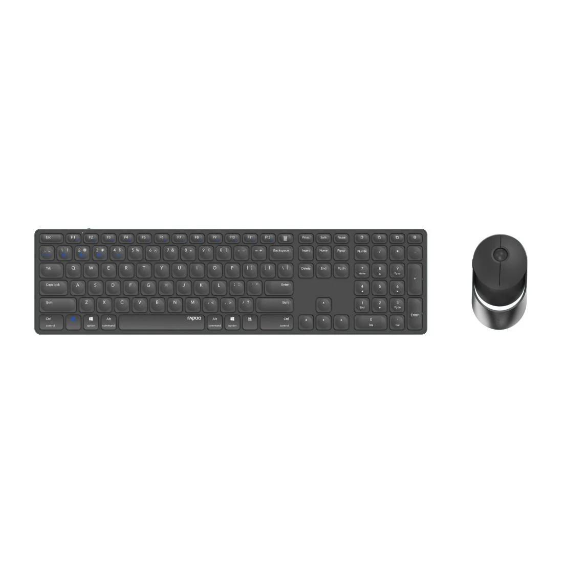 Bild von Rapoo 9850M Tastatur Maus enthalten RF Wireless + Bluetooth QWERTZ Deutsch Grau (00215389)