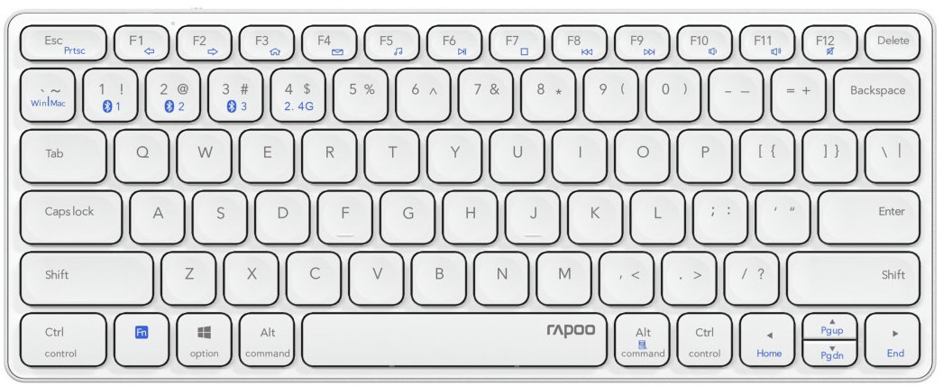 Bild von Rapoo E9600M Wireless-Tastatur (Kabellos Deutsches-Layout QWERTZ Weiß flaches Aluminium Design)