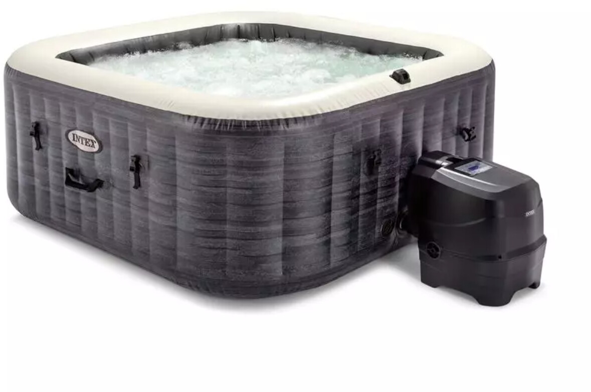 Bild von Intex Whirlpool »PureSPA Bubble Greystone«, (Set, 5 tlg.), mit Filterkartusche, Dosierschwimmer, Abdeckplane, Bodenisoliermatte