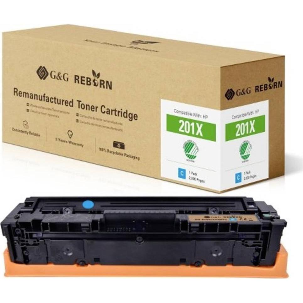 Bild von G&G, Toner, Toner ersetzt HP 201X Kompatibel Cyan 2300 Seiten Reborn remanufactured 212