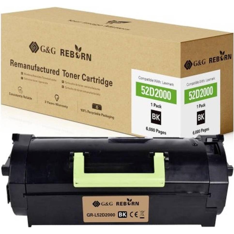 Bild von G&G Toner ersetzt Lexmark 522 Kompatibel Schwarz 6000 Seiten Reborn remanufactured 21309