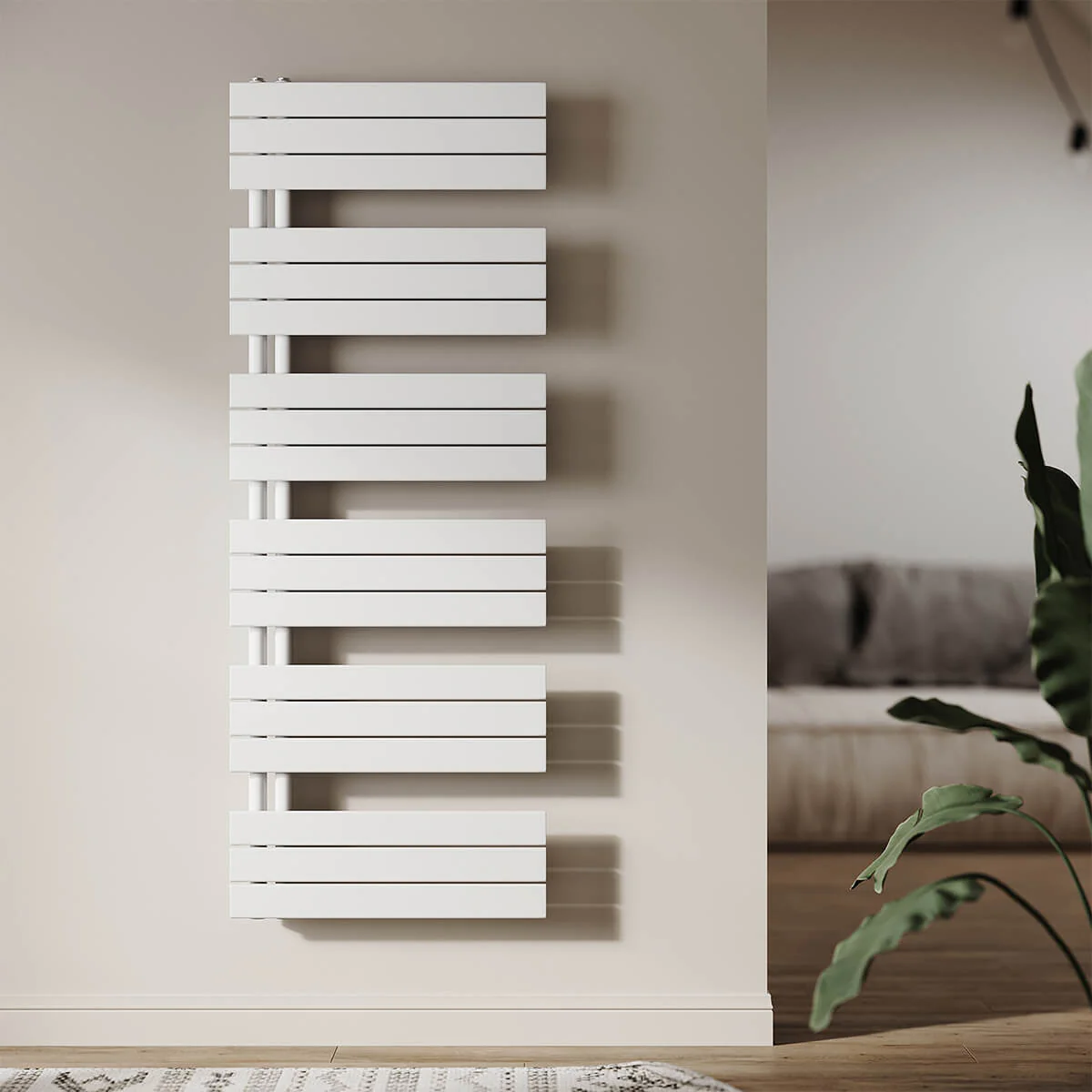 Bild von SONNI Badheizkörper Elektrisch mit Thermostat Weiß, Panel Handtuchhalter Elektrisch Flach Handtuchtrokner Handtuchheizkörper mit Heizstab ohne/mit Mutiblock