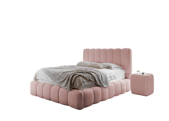 Bild von Fun Möbel Polsterbett Polsterbett Schlafzimmerbett CARSON Set4 in Stoff Catch Me (auch ohne Nachttische erhältlich), inklusive Taschenfederkernmatratze und 2 x Nachttisch