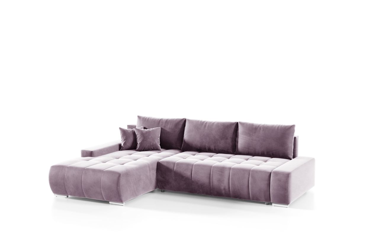 Bild von Ecksofa Sofa mit Schlaffunktion VOGAR Stoff Monolith Lila Ottomane Links