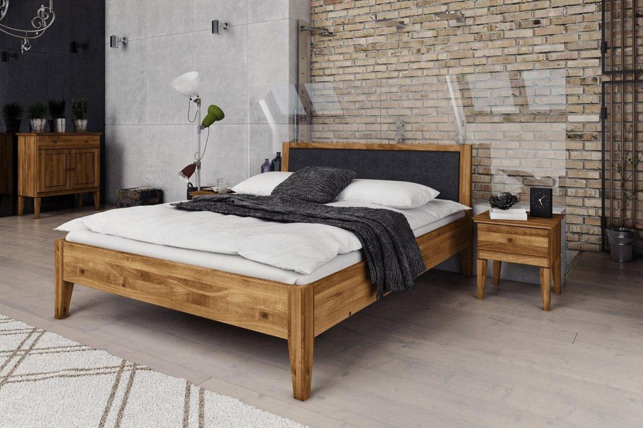 Bild von Schlafzimmerbett Bett Massivholzbett LENNES Nr.9 Eiche 180x200 cm